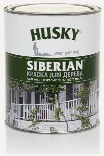 Изображение товара Краска Husky Siberian для дерева белая База А 0,9 л для наружной и внутренней защиты древесины