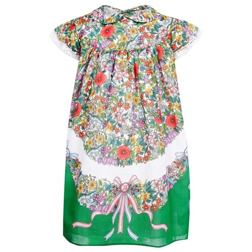 Платье GUCCI размер 86-92, цветочный принт/зеленый/красный