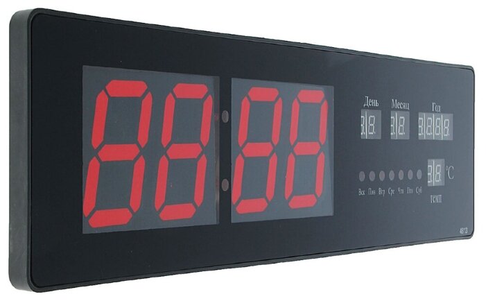 Светодиодные цифровые часы (50*14*2,5 см) Красный
