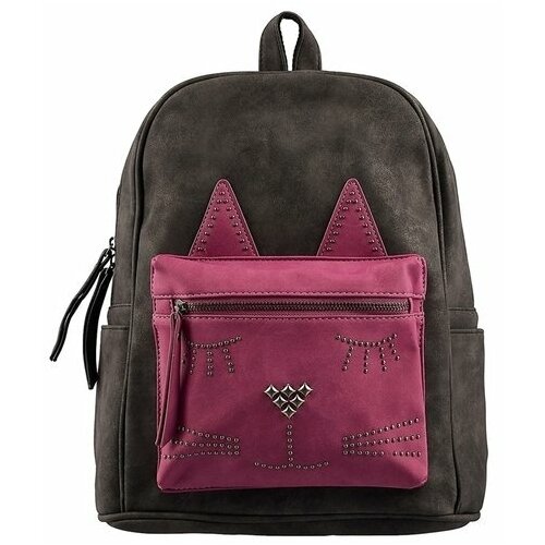 феникс рюкзак с наполнением 46235 графитовый черный Рюкзак молодежный 1отд. Графитовый с розовым котом 35х26х16см кожзам ФЕНИКС+ 48365 (жен)