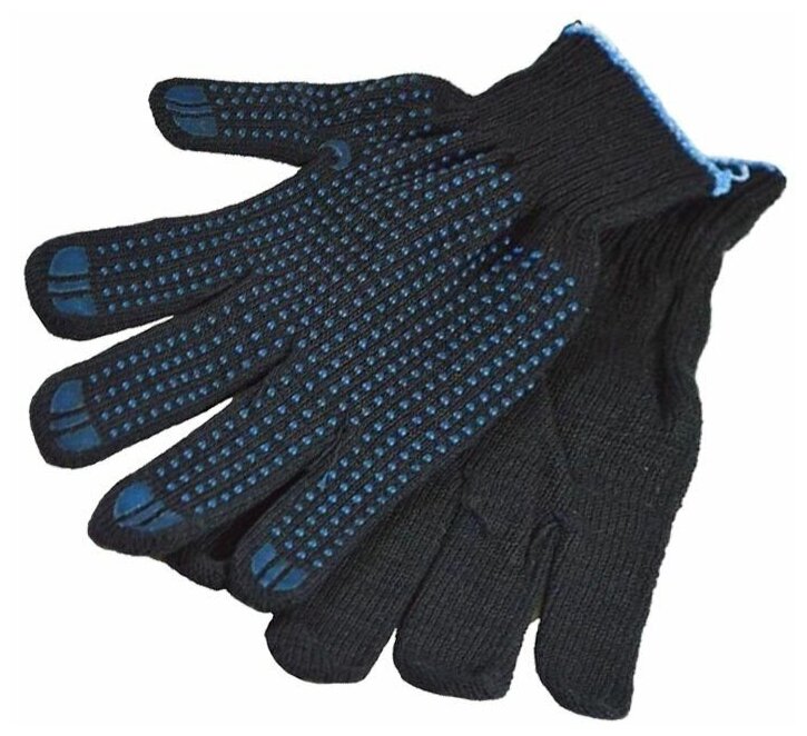 Перчатки (gloves) ХБ 10кл. 5 ниток с ПВХ покрытием черные (10 пар) / PPE-008 - фотография № 3