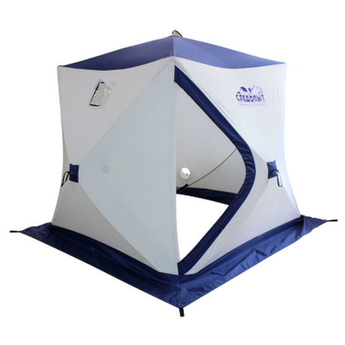 Палатка зимняя куб следопыт 2,1 х2,1 м, Oxford 210D PU 1000, 4-местная , цв. бело-синий палатка зимняя зонт следопыт двухместная pf tw 35