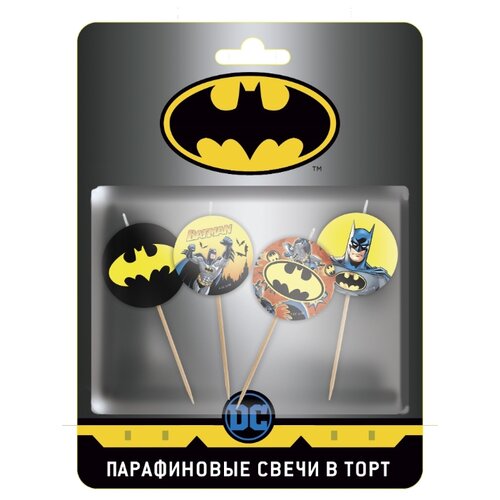 Batman. Парафиновые свечи в торт, 4 шт, в блистере