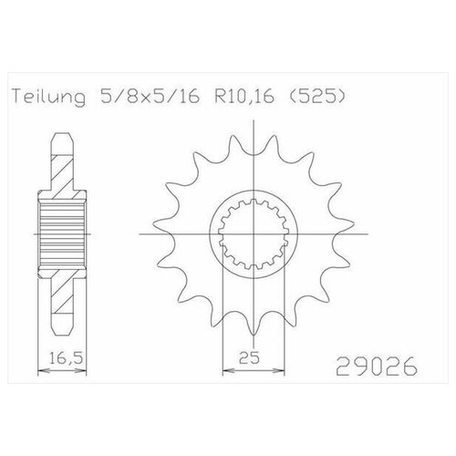 Звезда ведущая ESJOT 50-29026 16 зубов, кросс JTF1904.16