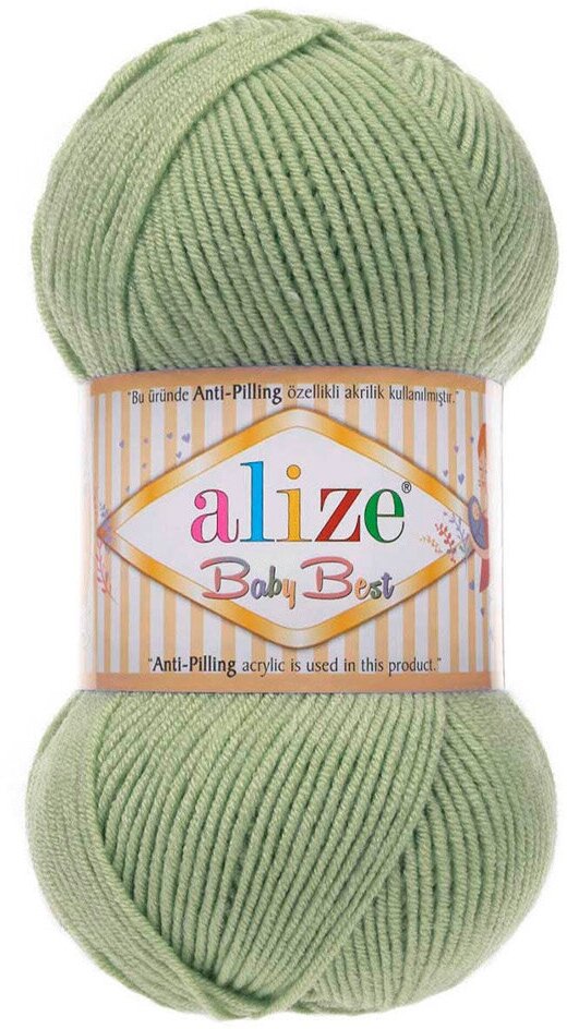 Пряжа для вязания ALIZE 'Baby Best', 100г, 240м (10% бамбук, 90% акрил) с эффектом Антипиллинг (138 оливковый), 5 мотков