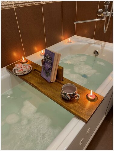 Изображение товара Полка для ванной / Полка для ванны / Столик для ванной деревянный / Подарок