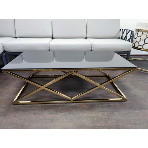 Журнальный столик EMD, стеклянный, металлический, цвет золотистый, 60x120х40 см