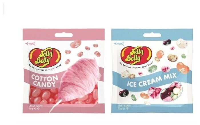 Конфеты Jelly Belly Сладкая вата Cotton Candy 70 гр. + Ice Cream Mix 70 гр. (2 шт.)