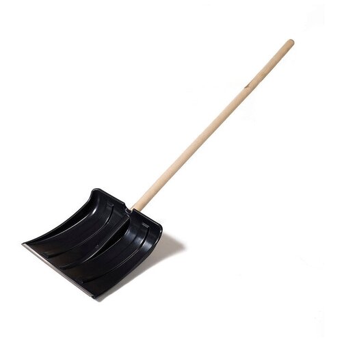 Лопата пластиковая, ковш 365 × 380 мм, с металлической планкой, с ручкой, «Витязь»