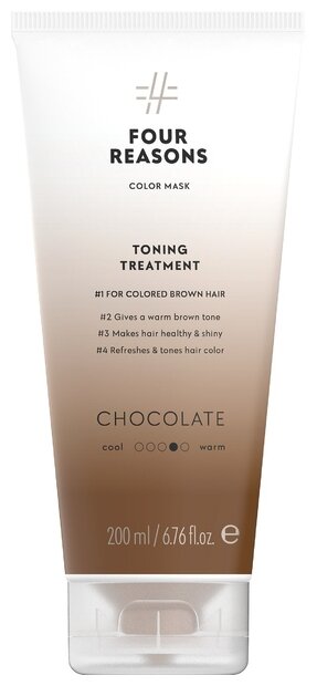 Four Reasons Тонирующая маска для поддержания цвета окрашенных волос Toning Treatment Chocolate, 350 г, 200 мл