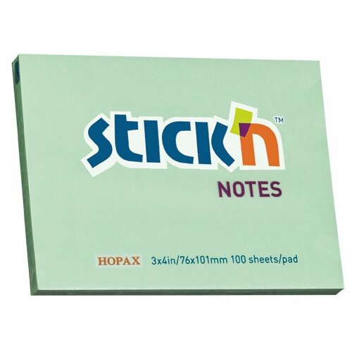 Набор из 12 штук Блок самоклеящийся бумажный Stick`n 21153 76x101мм 100 листов 70г/м2 пастель зеленый