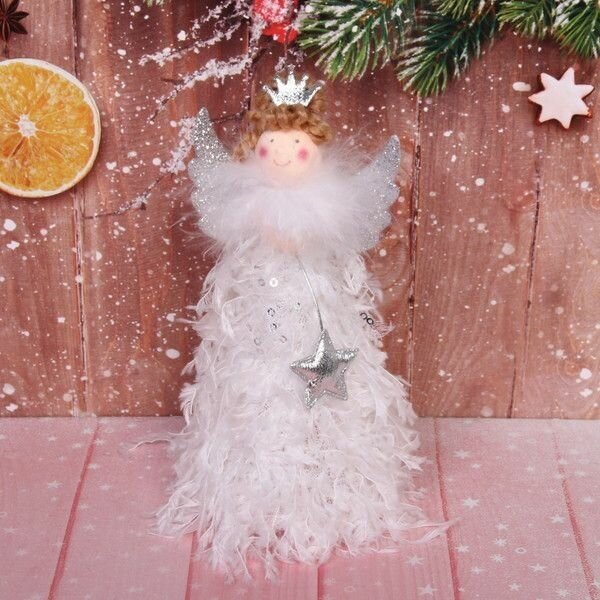 Новогодняя фигурка, сувенир игрушка под елку Фея любви 16 см, белый