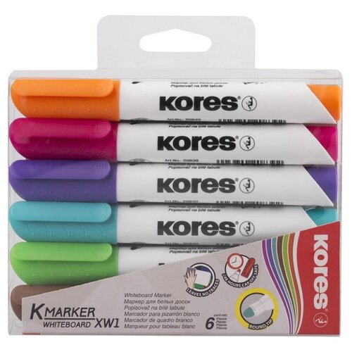 фото Набор маркеров для досок kores 3мм 6 шт в наборе, 20802