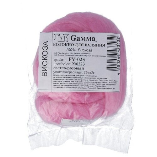Gamma Волокно для валяния 100% вискоза 25 г (FV-025) 1 0223 розовый 25 г