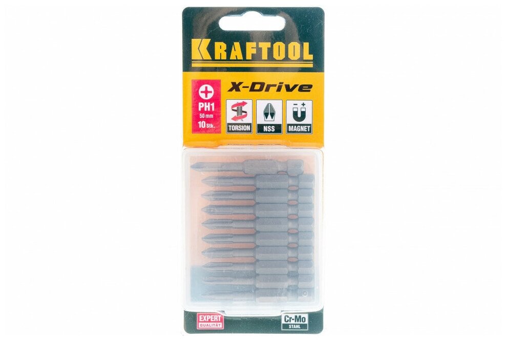 KRAFTOOL X-Drive PH 1, 50 мм, 10 шт, Торсионные биты (26121-1-50-10) - фотография № 2