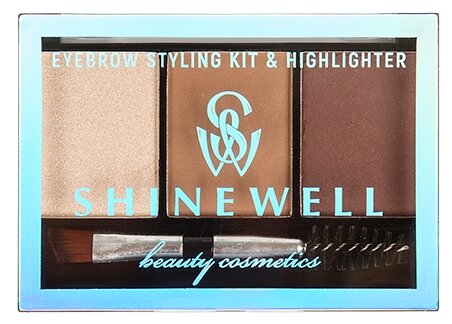 Набор для бровей Shinewell Eyebrow Styling Kit & Highlighter т. 02 6,23 г