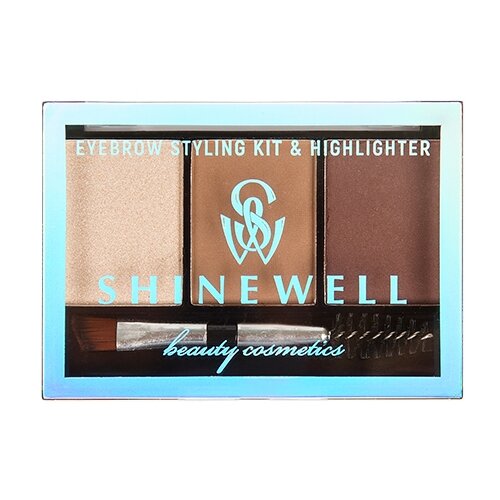 Набор для бровей Shinewell Eyebrow Styling Kit & Highlighter т. 02 6,23 г набор для бровей с воском divage eyebrow styling kit 3in1 6 г