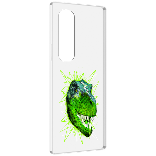 Чехол MyPads зеленый динозавр для Samsung Galaxy Z Fold 4 (SM-F936) задняя-панель-накладка-бампер