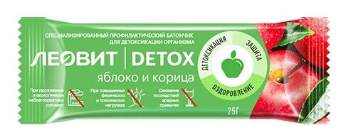 Леовит батончик детоксикационный с яблоком и корицей Detox 25г №1 Леовит нутрио ООО - фото №1