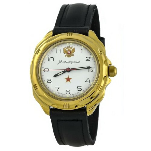 Наручные часы Восток Командирские, черный, золотой мужские часы восток 219322