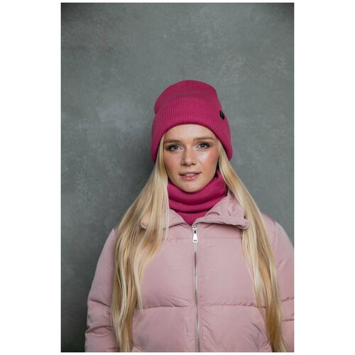 фото Шапка бини silk heart шапка бини с шерстью, демисезон/зима, размер универсальный, фуксия, розовый