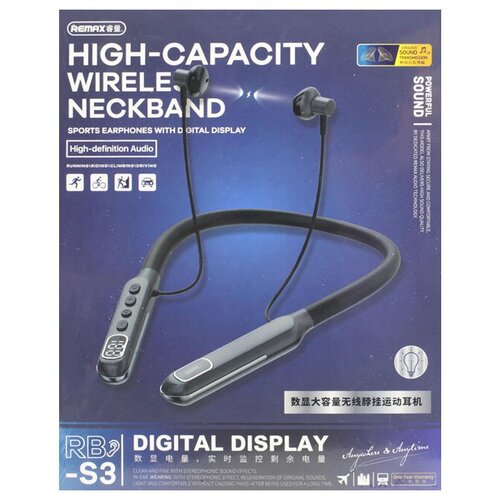 Наушники беспроводные Remax RX-S3 спорт черный 164700₽