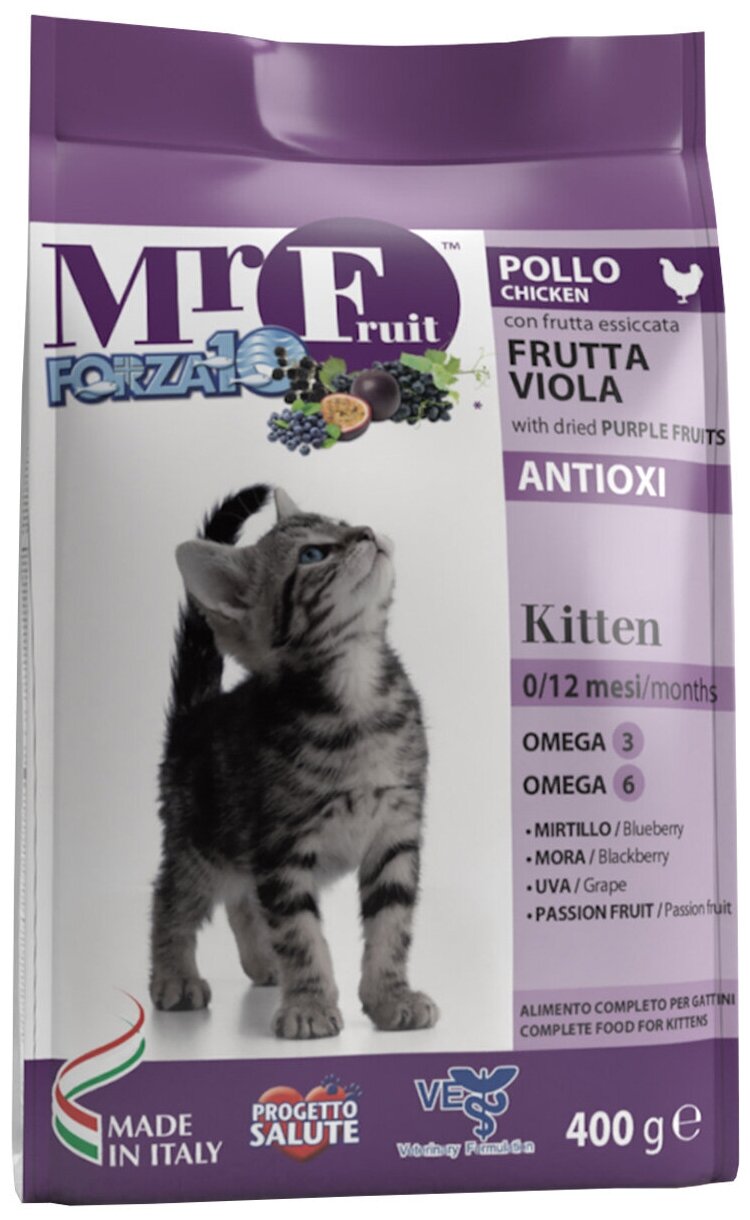 Корм FORZA10 Mr. Fruit Kitten для котят, с курицей и фруктами, 400 г - фотография № 5