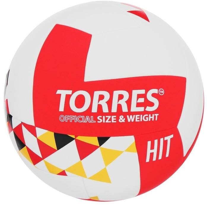 TORRES Мяч волейбольный TORRES Hit, PU, клееный, 12 панелей, размер 5