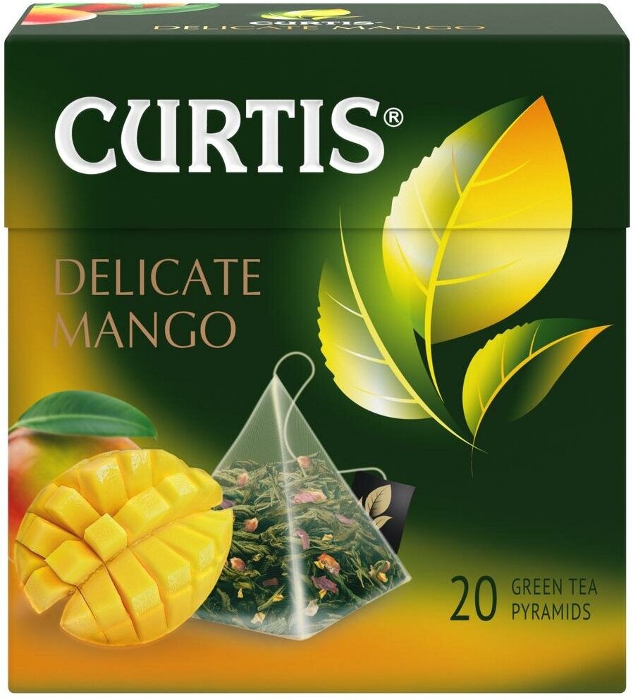 Чай Curtis "Delicate Mango", зеленый с добавками, 20 пирамидок