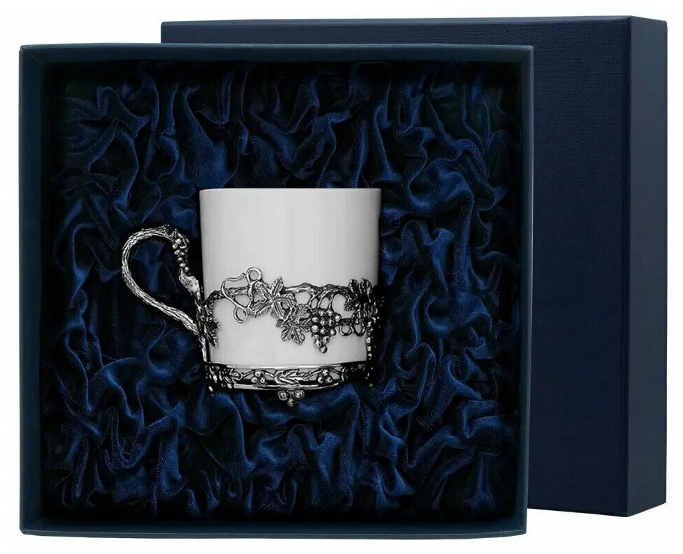 Набор чайный АргентА чашка "Виноград" серебро с футляром