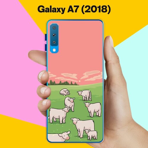 Силиконовый чехол на Samsung Galaxy A7 (2018) Овечки / для Самсунг Галакси А7 2018 пластиковый чехол розовый закат в горах на samsung galaxy a7 2018 самсунг галакси а7 2018