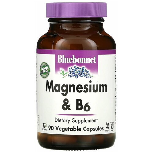 Bluebonnet Nutrition Magnesium Plus B6 (Магний плюс B6) 90 капсул