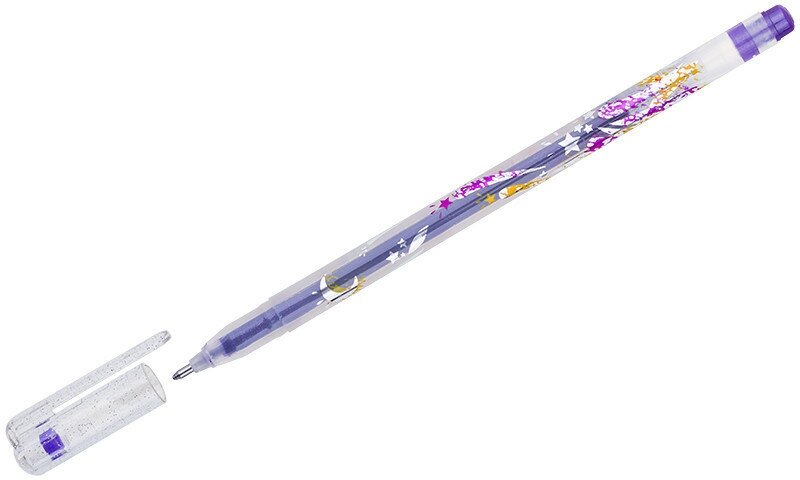 Ручка гелевая Crown "Glitter Metal Jell" фиолетовая с блестками, 1,0мм, 027677