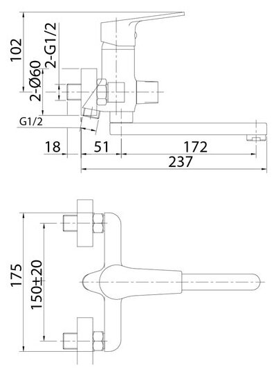 Смеситель для ванны Milardo Helic HELSB02M02