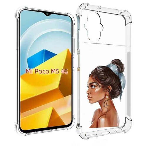 Чехол MyPads Девушка-с-повязкой женский для Xiaomi Poco M5 задняя-панель-накладка-бампер