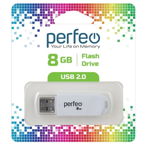 Флешка Perfeo C03 8 ГБ, белый накопитель usb 3 1 32гб perfeo c 15 белый