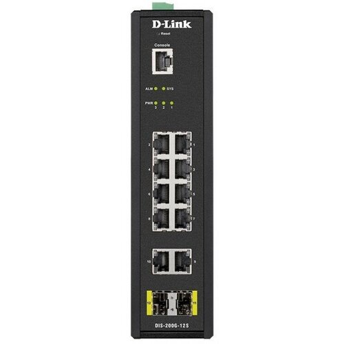 D-Link DIS-200G-12SA1A PROJ Промышленный управляемый коммутатор 2 уровня с 10 портами 101001000Base-T и 2 портами 1000Base-X SFP 7316000₽