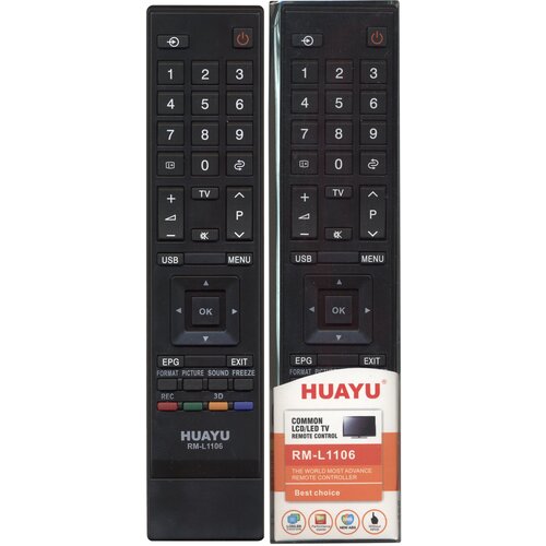 Пульт ДУ Huayu RM-L1106 для Toshiba, черный huayu toshiba rm l1106 универсальный пульт для tv