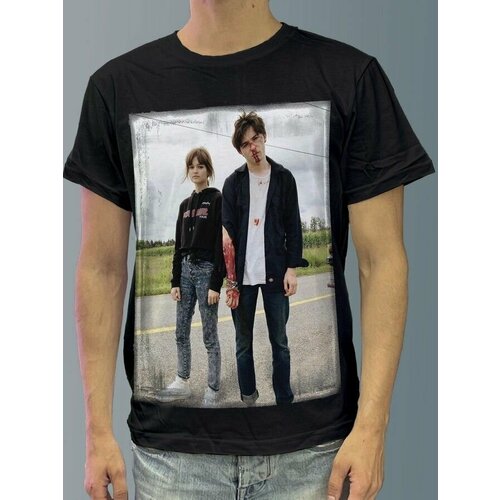 фото Футболка мужская черная из хлопка с dtf рисунком уэйн - 4100 будь на стиле