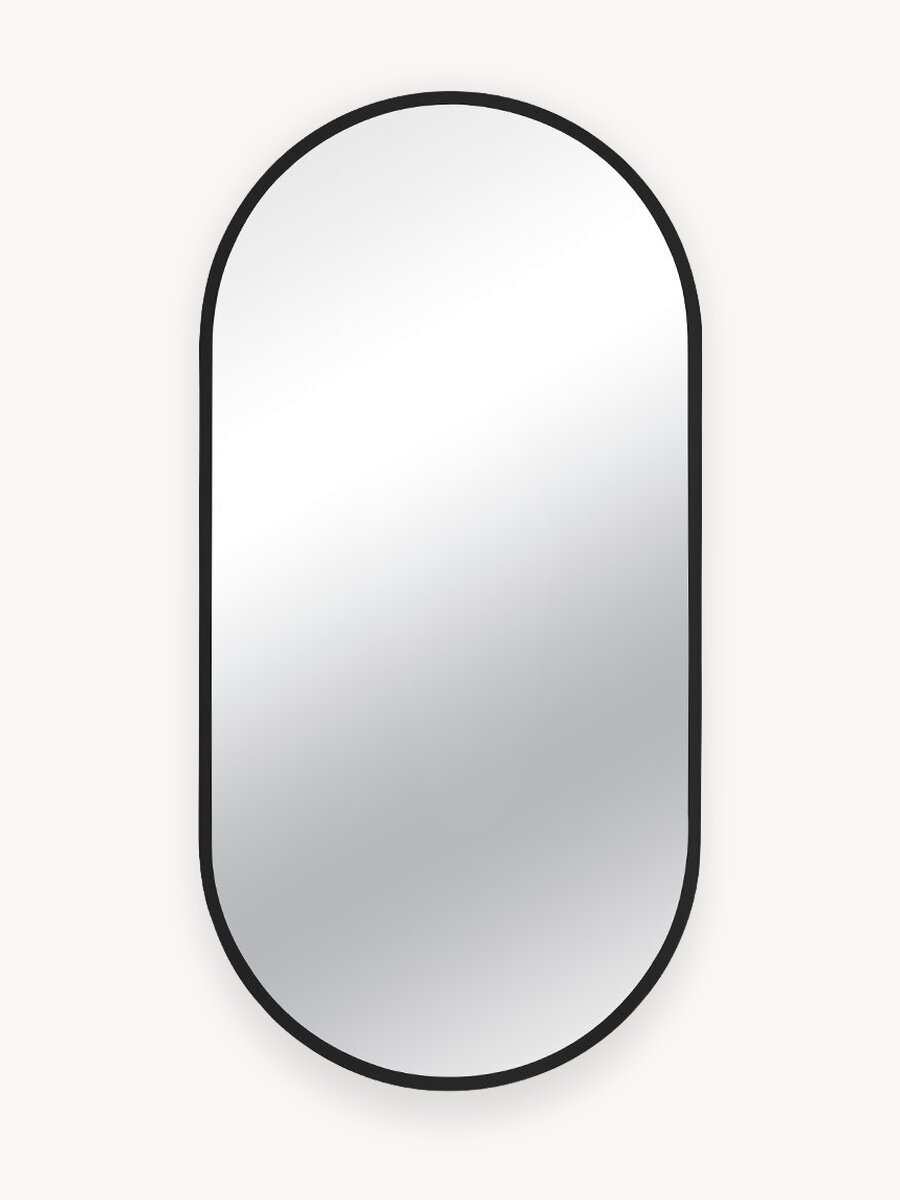 Зеркало овальное настенное Мансарда 80х40 см интерьерное с черной окантовкой универсальное