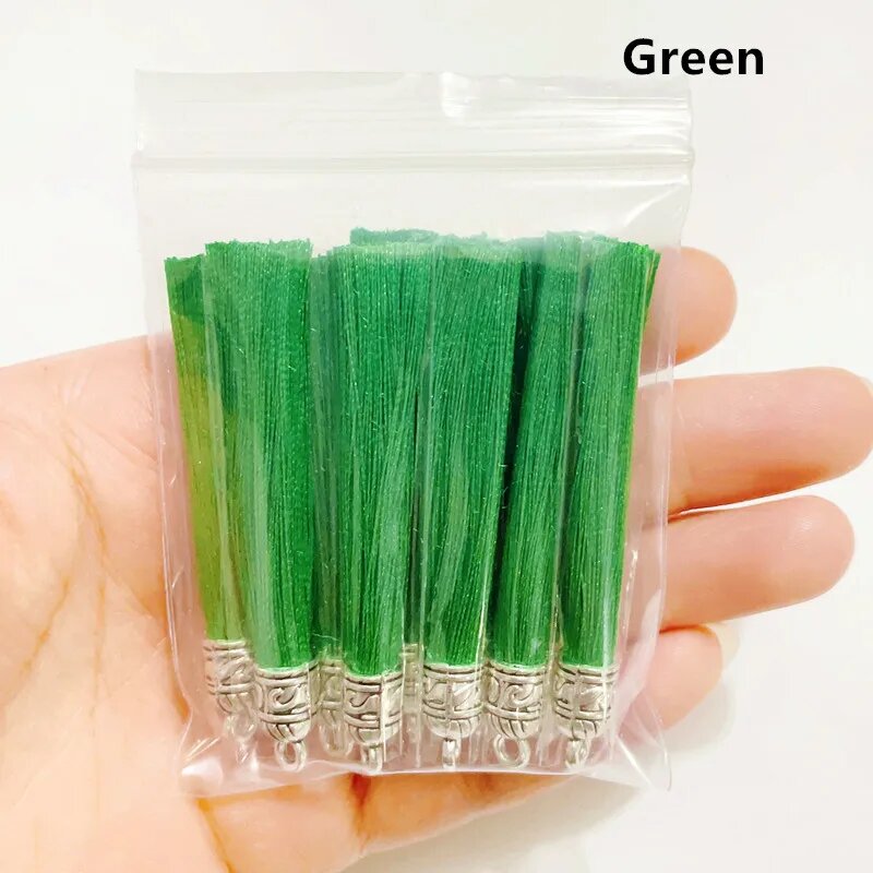 Изумрудные серьги с кисточками, 10 шт, 6 см
