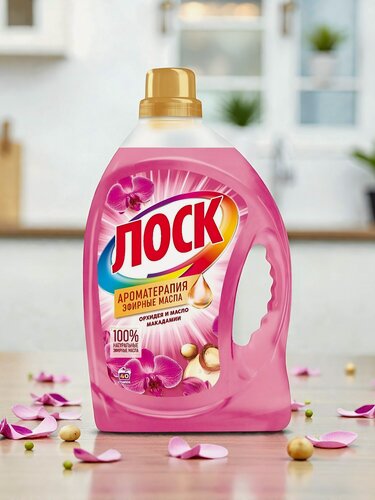 Изображение товара Гель для стирки Лоск Ароматерапия 2.92 л для цветного и белого белья с эфирными маслами орхидеи и макадамии из Германии