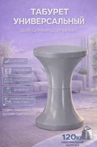 Изображение товара Табурет пластиковый складной DOMSIDE, серый