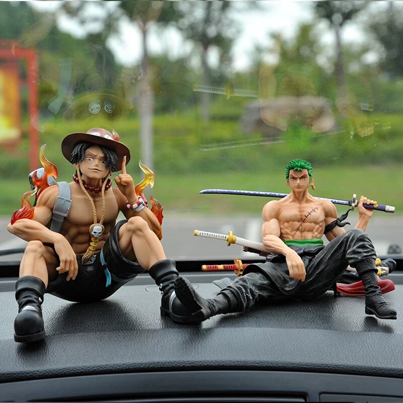 Набор фигурок аниме One Piece для автомобильной панели: Зоро с мечом и Эйс, декоративный элемент салона