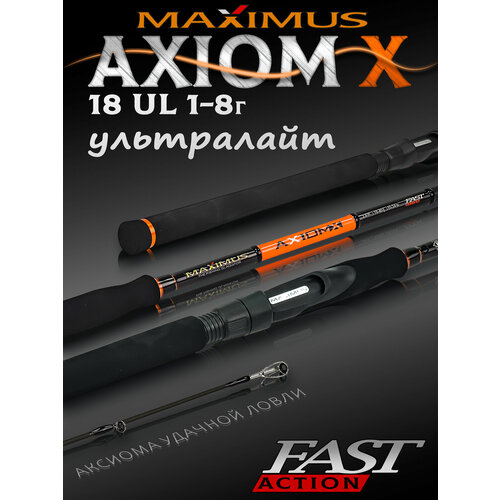 Спиннинг Maximus AXIOM-X 18UL 1,8m 1-8 грамм, спиннинг для рыбалки на щуку штекерный ультра лайт