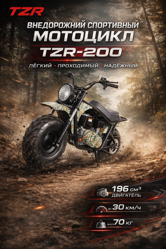 Изображение товара Мотоцикл TZR TZR-200, спортивный, максимальная скорость 35, для бездорожья