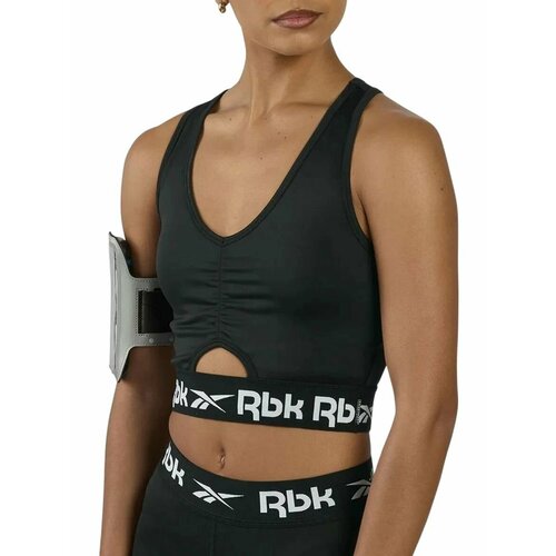 фото Топ спортивный reebok identity train ruched bra w, размер xl, черный