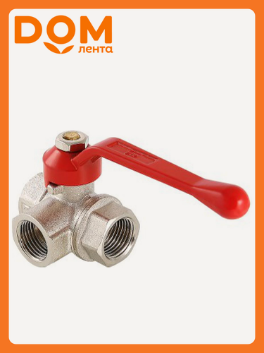 Изображение товара Кран шаровой латунь никелированный VALTEC трехходовый тип T VT.361 1/2"