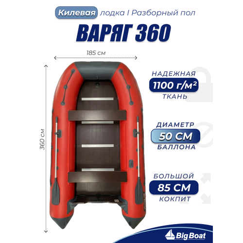 Надувная, под мотор, килевая лодка из ПВХ для рыбалки Varyag (Варяг) 360