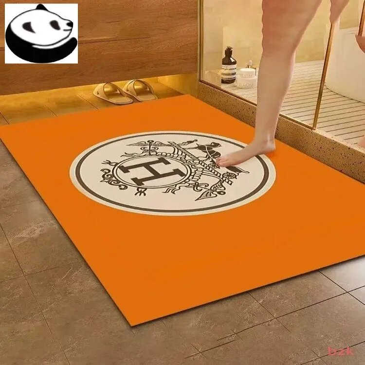 Коврик для ванной 50x80 см с логотипами, оранжевый, водоросли, каучук